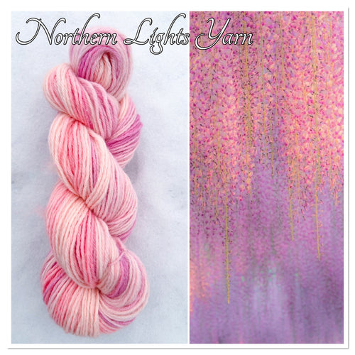 Pink Wisteria Luxury Hand Dyed Self-Striping Wool Yarn