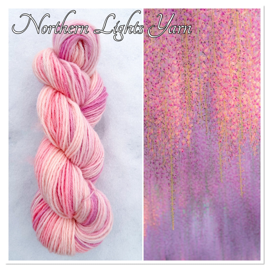 Pink Wisteria Luxury Hand Dyed Self-Striping Wool Yarn