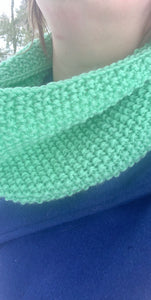 Mint Green Hand-knitted Infinity Scarf