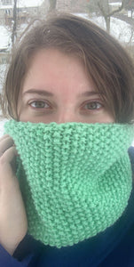 Mint Green Hand-knitted Infinity Scarf