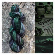 Load image into Gallery viewer, Slytherin Luxury Hand-Dyed Self-Striping Wool Yarn