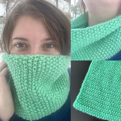 Mint Green Hand-knitted Infinity Scarf